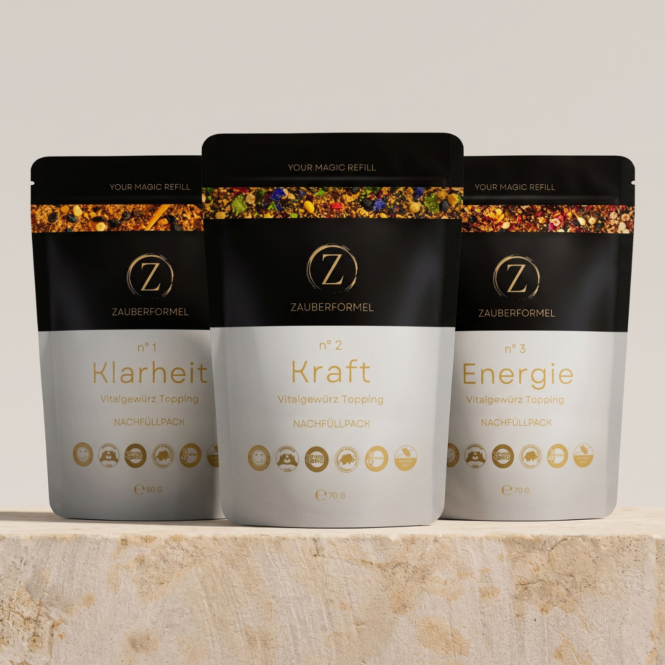 3er-Set Bio Vitalgewürze Nachfüllpacks - NEW DESIGN